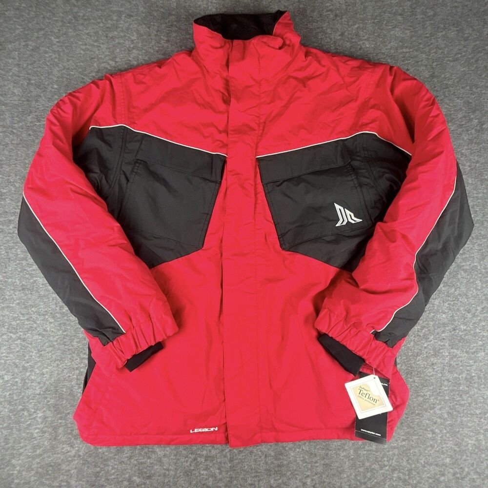 VTG Y2K Spyder Legion Ski Jacket Mens Sz Large Red/Black Teflon Insulation NOS